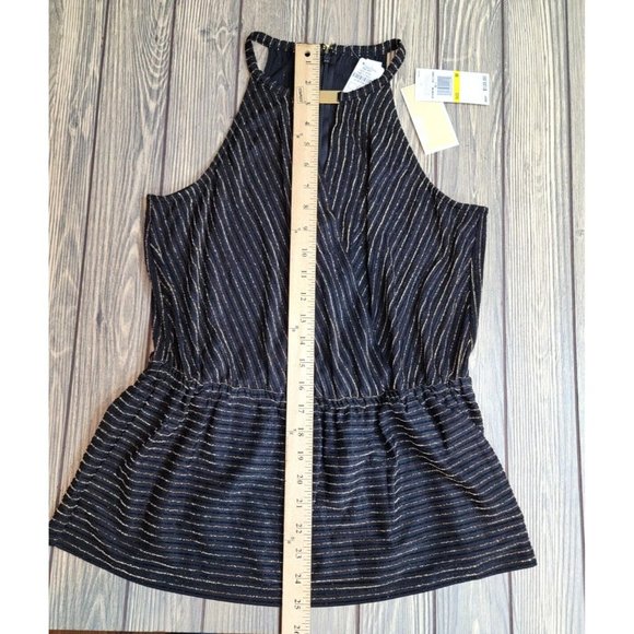 Michael Kors Navy and Gold Striped Blouse - Picture 11 of 12